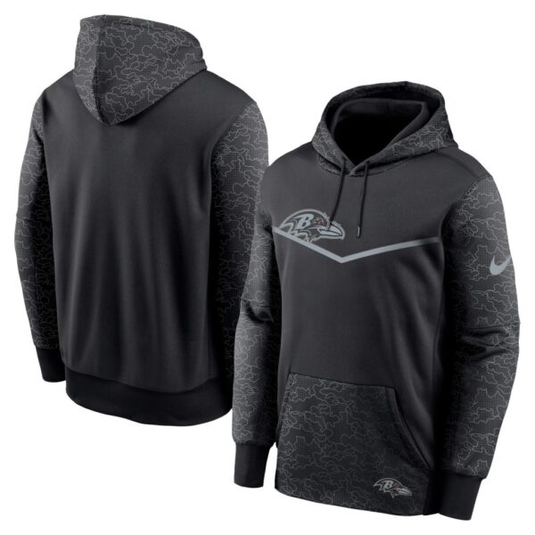 Men's Baltimore Ravens Nike Black RFLCTV Chevron Pullover Hoodie