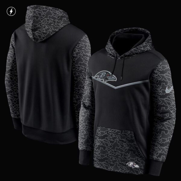 Men's Baltimore Ravens Nike Black RFLCTV Chevron Pullover Hoodie