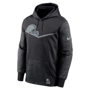 Men's Cleveland Browns Nike Black RFLCTV Chevron Pullover Hoodie