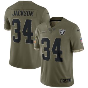 Men's Las Vegas Raiders Bo Jackson Nike Olive 2022 Salute To Service Retired Player Limited Jersey