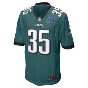 Men's Philadelphia Eagles Boston Scott Nike Midnight Green Super Bowl LVII Patch Game Jersey