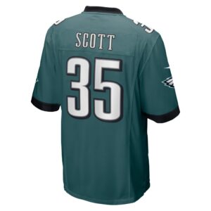 Men's Philadelphia Eagles Boston Scott Nike Midnight Green Super Bowl LVII Patch Game Jersey