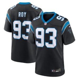 Men's Carolina Panthers Bravvion Roy Nike Black Team Game Jersey