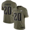 Men's Philadelphia Eagles Brian Dawkins Nike Olive 2022 Salute To Service Retired Player Limited Jersey