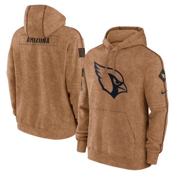 Arizona Cardinals Nike 2023 Salute To Service Club Pullover Hoodie - Brown