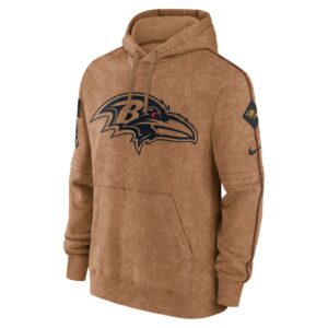 Baltimore Ravens Nike 2023 Salute To Service Club Pullover Hoodie - Brown