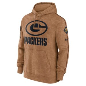 Green Bay Packers Nike 2023 Salute To Service Club Pullover Hoodie - Brown