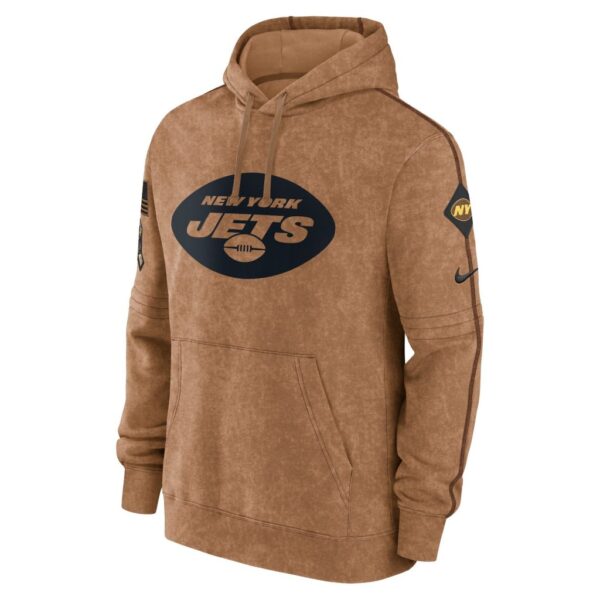 New York Jets Nike 2023 Salute To Service Club Pullover Hoodie - Brown