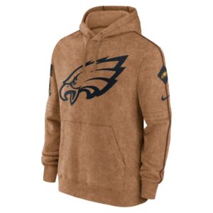 Philadelphia Eagles Nike 2023 Salute To Service Club Pullover Hoodie - Brown