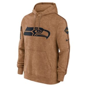 Seattle Seahawks Nike 2023 Salute To Service Club Pullover Hoodie - Brown