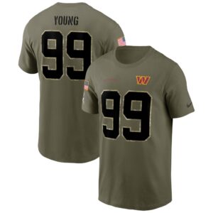 Men's Washington Commanders Chase Young Nike Olive 2022 Salute To Service Name & Number T-Shirt