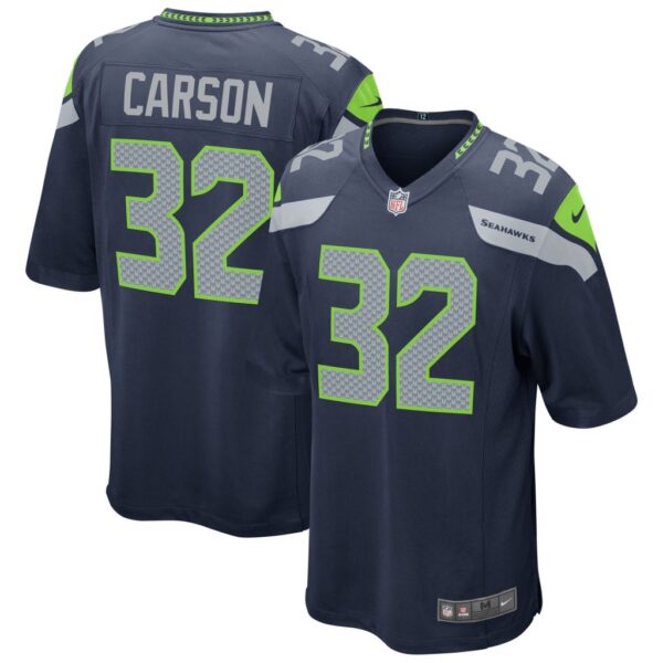 Men's Nike Chris Carson Navy Seattle Seahawks Game Player Jersey