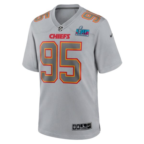 Men's Kansas City Chiefs Chris Jones Nike Gray Super Bowl LVII Patch Atmosphere Fashion Game Jersey