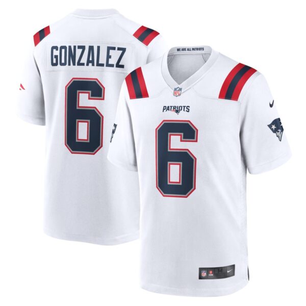 Christian Gonzalez New England Patriots Nike Game Jersey - White