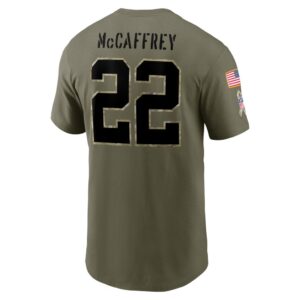 Men's Carolina Panthers Christian McCaffrey Nike Olive 2022 Salute To Service Name & Number T-Shirt