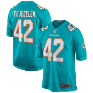 Men's Miami Dolphins Clayton Fejedelem Nike Aqua Game Jersey