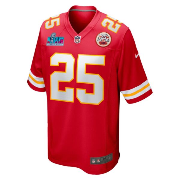 Men's Kansas City Chiefs Clyde Edwards-Helaire Nike Red Super Bowl LVII Patch Game Jersey