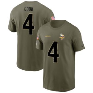 Men's Minnesota Vikings Dalvin Cook Nike Olive 2022 Salute To Service Name & Number T-Shirt