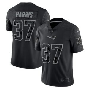 Men's New England Patriots Damien Harris Nike Black RFLCTV Limited Jersey