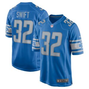 Men's Detroit Lions D'Andre Swift Nike Blue Team Game Jersey