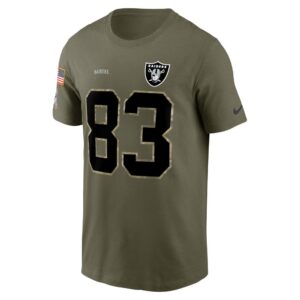 Men's Las Vegas Raiders Darren Waller Nike Olive 2022 Salute To Service Name & Number T-Shirt