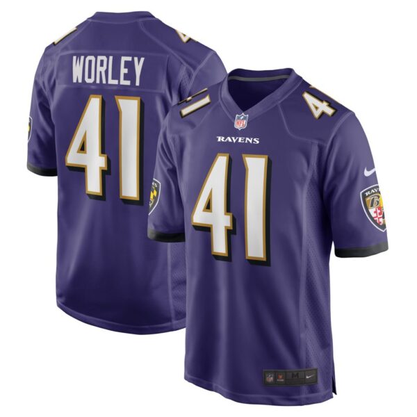 Men's Baltimore Ravens Daryl Worley Nike Purple Game Player Jersey