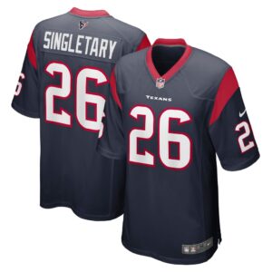 Men's Houston Texans Devin Singletary Nike Navy Team Game Jersey