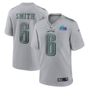 Men's Philadelphia Eagles DeVonta Smith Nike Gray Super Bowl LVII Patch Atmosphere Fashion Game Jersey