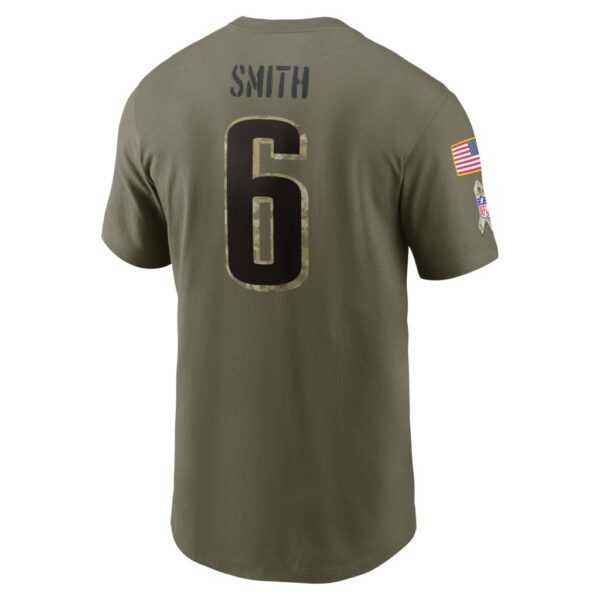 Men's Philadelphia Eagles DeVonta Smith Nike Olive 2022 Salute To Service Name & Number T-Shirt