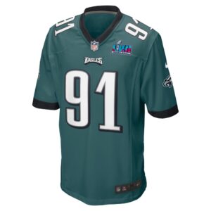 Men's Philadelphia Eagles Fletcher Cox Nike Midnight Green Super Bowl LVII Patch Game Jersey