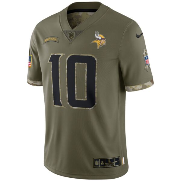 Men's Minnesota Vikings Fran Tarkenton Nike Olive 2022 Salute To Service Retired Player Limited Jersey