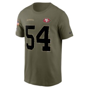 Men's San Francisco 49ers Fred Warner Nike Olive 2022 Salute To Service Name & Number T-Shirt