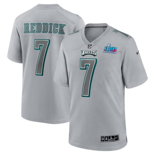 Men's Philadelphia Eagles Haason Reddick Nike Gray Super Bowl LVII Patch Atmosphere Fashion Game Jersey