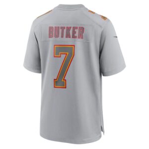 Men's Kansas City Chiefs Harrison Butker Nike Gray Super Bowl LVII Patch Atmosphere Fashion Game Jersey