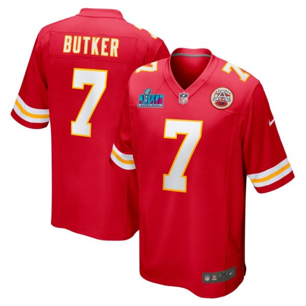 Men's Kansas City Chiefs Harrison Butker Nike Red Super Bowl LVII Patch Game Jersey