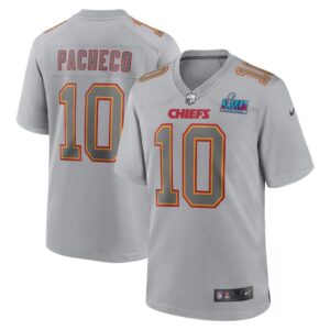 Men's Kansas City Chiefs Isiah Pacheco Nike Gray Super Bowl LVII Patch Atmosphere Fashion Game Jersey