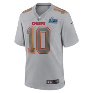 Men's Kansas City Chiefs Isiah Pacheco Nike Gray Super Bowl LVII Patch Atmosphere Fashion Game Jersey