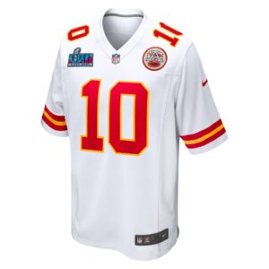 Men's Kansas City Chiefs Isiah Pacheco Nike White Super Bowl LVII Patch Away Game Jersey