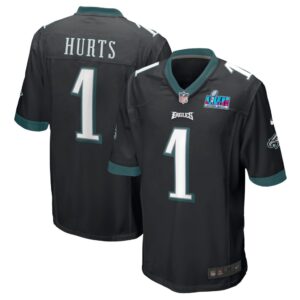 Men's Philadelphia Eagles Jalen Hurts Nike Black Super Bowl LVII Patch Alternate Game Jersey