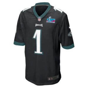 Men's Philadelphia Eagles Jalen Hurts Nike Black Super Bowl LVII Patch Alternate Game Jersey