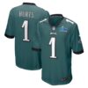 Men's Philadelphia Eagles Jalen Hurts Nike Midnight Green Super Bowl LVII Patch Game Jersey