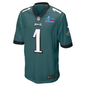 Men's Philadelphia Eagles Jalen Hurts Nike Midnight Green Super Bowl LVII Patch Game Jersey