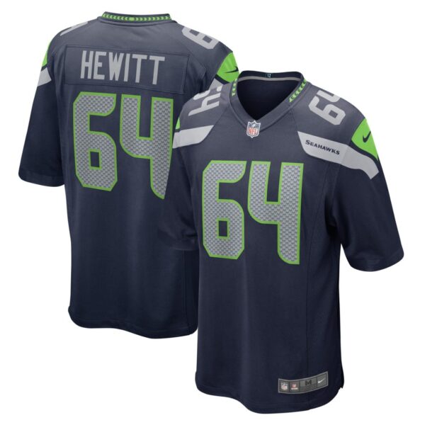 Men's Seattle Seahawks Jarrod Hewitt Nike College Navy Home Game Player Jersey