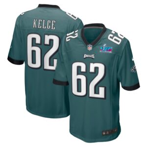 Men's Philadelphia Eagles Jason Kelce Nike Midnight Green Super Bowl LVII Patch Game Jersey