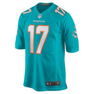 Men's Miami Dolphins Jaylen Waddle Nike Aqua Game Jersey