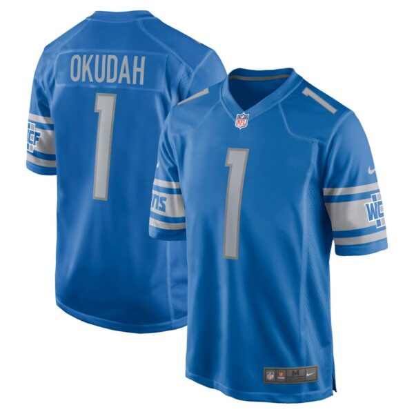 Men's Detroit Lions Jeff Okudah Nike Blue Game Jersey