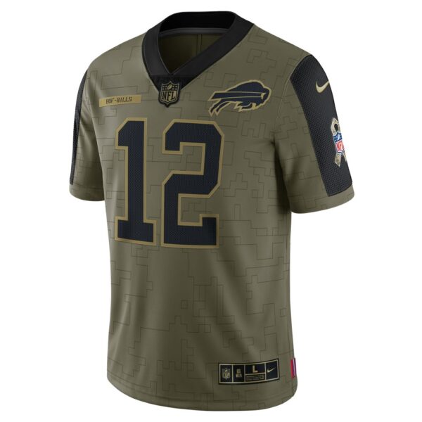 Men's Buffalo Bills Jim Kelly Nike Olive 2021 Salute To Service Retired Player Limited Jersey