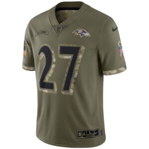 Men's Baltimore Ravens J.K. Dobbins Nike Olive 2022 Salute To Service Limited Jersey