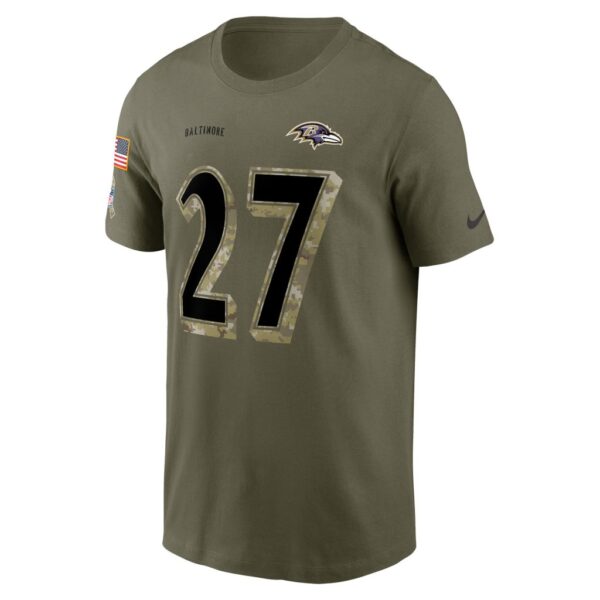 Men's Baltimore Ravens J.K. Dobbins Nike Olive 2022 Salute To Service Name & Number T-Shirt