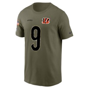 Men's Cincinnati Bengals Joe Burrow Nike Olive 2022 Salute To Service Name & Number T-Shirt